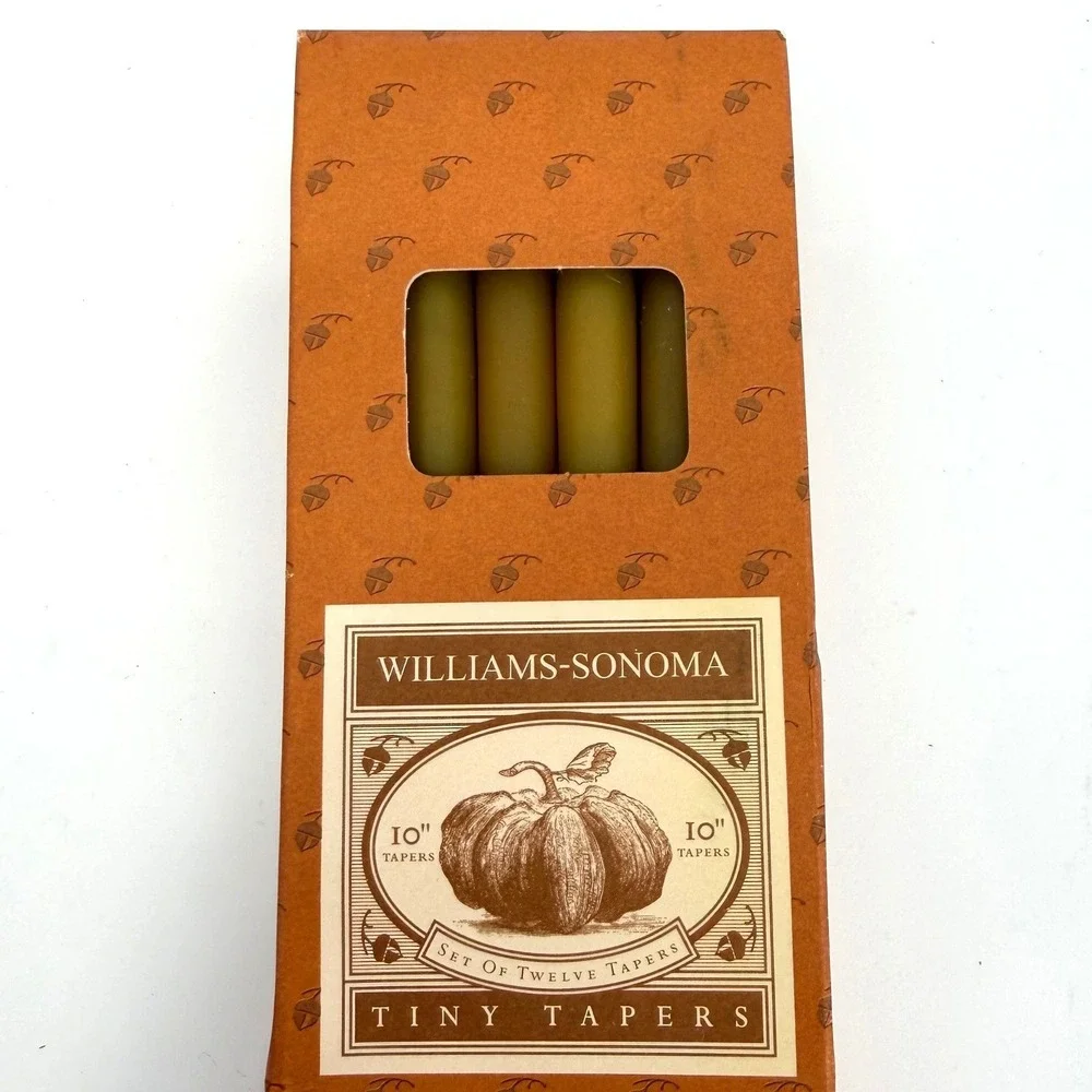 NEW Williams Sonoma Tiny Tapers Autumn 10 In Olive Green Set of 12 Candles‎ USA